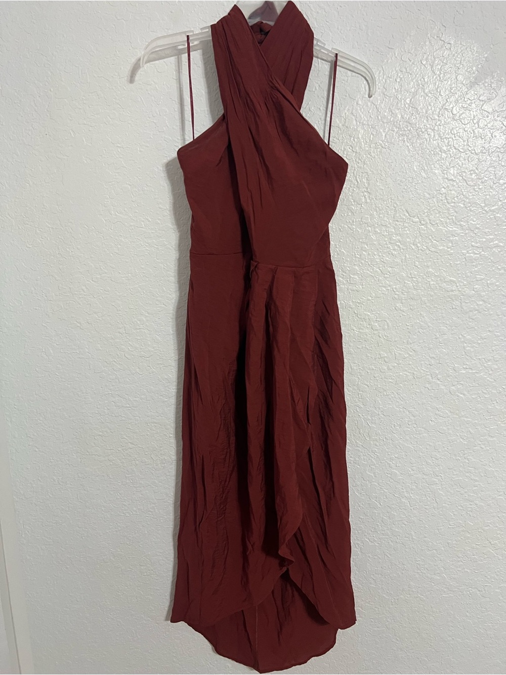 Banana Republic Brown Hi Low  Dress Sleeveless  Size 0 Zip Side  Tie Neck # 29